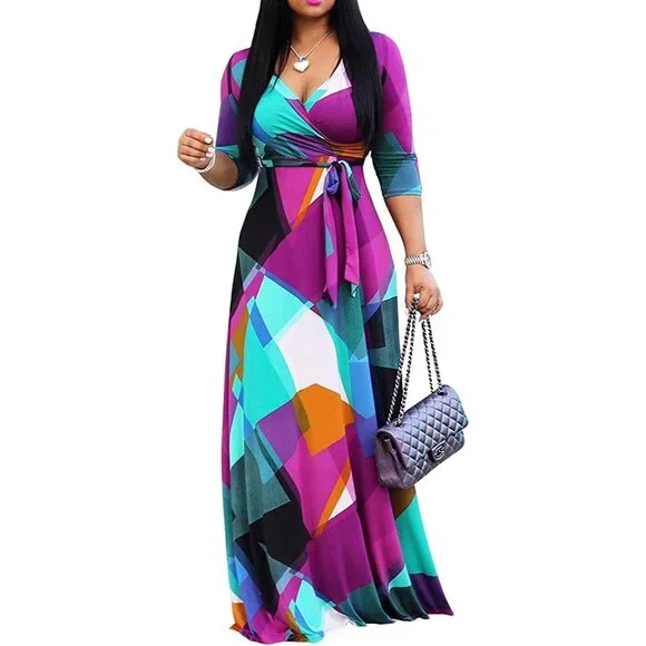 chinese dress ladies Women's Plus Size Summer Maxi Sundress Off Shoulder Floral Print Long Causal  Beach Vacation Flowy Boho Slit Dresses at Amazon Women's Clothing store main image 1